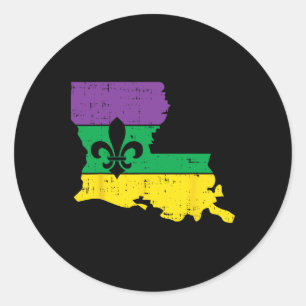 Adesivo Novo Orleans Louisiana Mapa Jester Funny Mardi Gra