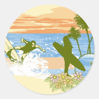 Adesivo novo vintage surfista hawaii Beach boy