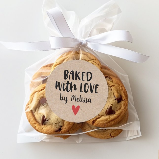 Adesivo Nua com Amor (A cute baked with love sticker to decorate your treat bags.)