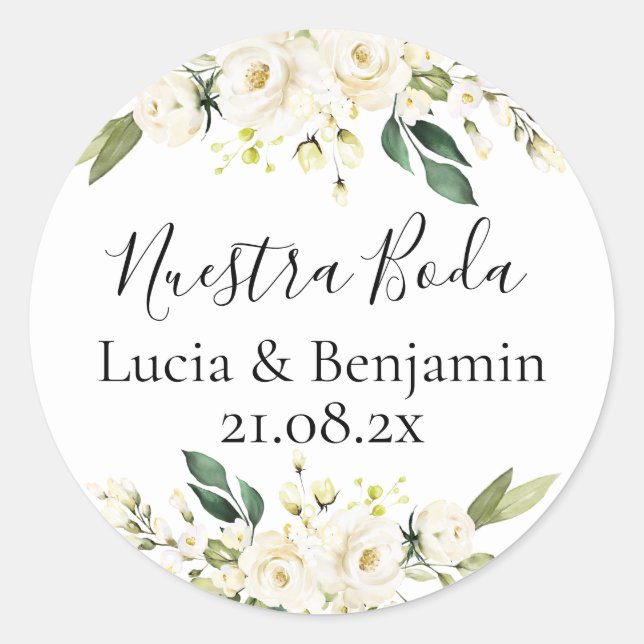 Adesivo Nuestra Boda Classic Round Sticker (Frente)