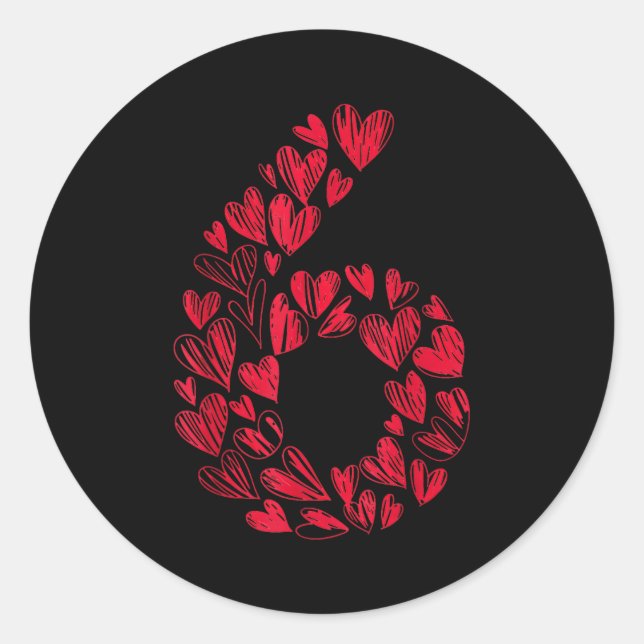 Adesivo Number 6 - Cute Six Seven Hearts Matching 67 Valen (Frente)