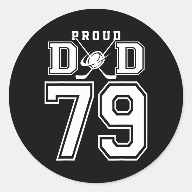 Adesivo Number 79 Custom Proud Hockey Dad Personalized For (Frente)