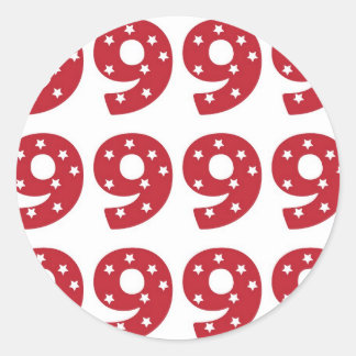 Adesivo Number 9 - White Stars on Dark Red