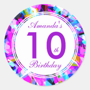 Adesivo Número 10 - Vinheta redonda de aniversário