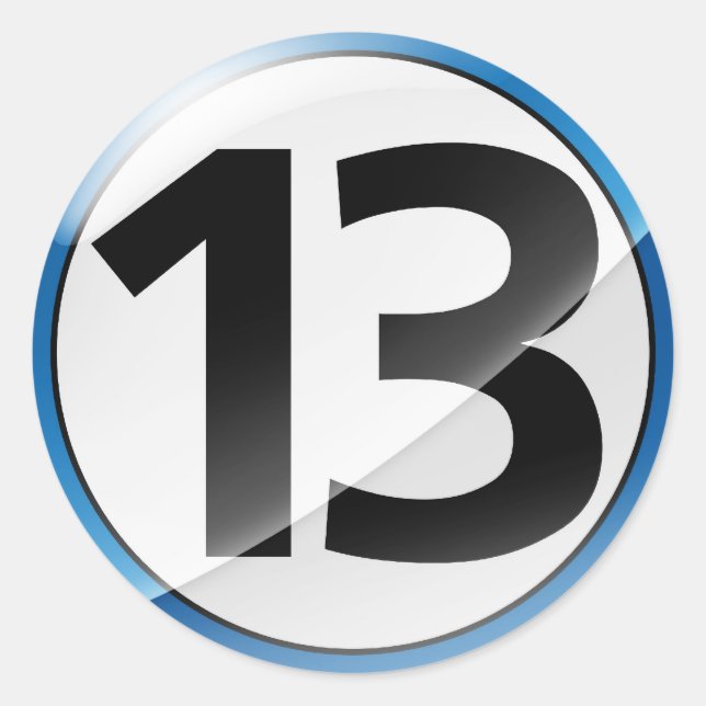 Adesivo Número 13: vinheta azul (Frente)