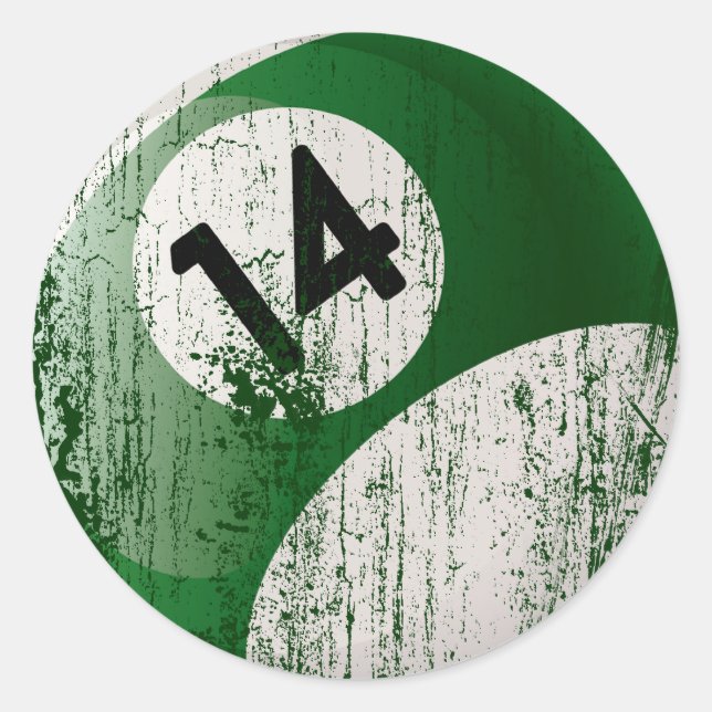 ADESIVO NÚMERO 14 BILLIARDS BALL - ESTILO ERODIDO (Frente)