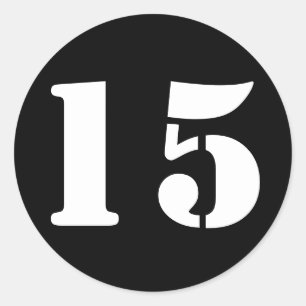 Adesivo Número 15 Quinze Números de Estêncil Preto por 