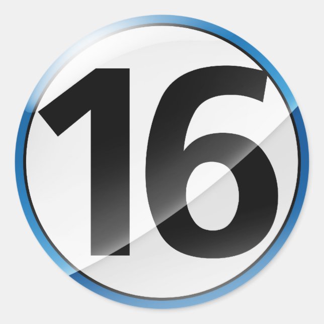 Adesivo Número 16: vinheta azul (Frente)