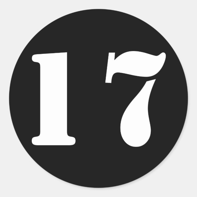 Adesivo Número 17: Dezessete Números Pretos por Janz (Frente)