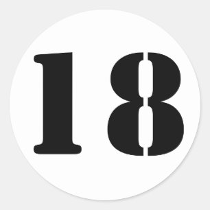 Adesivo Número 18 Dezoito Números de Estêncil Branco po