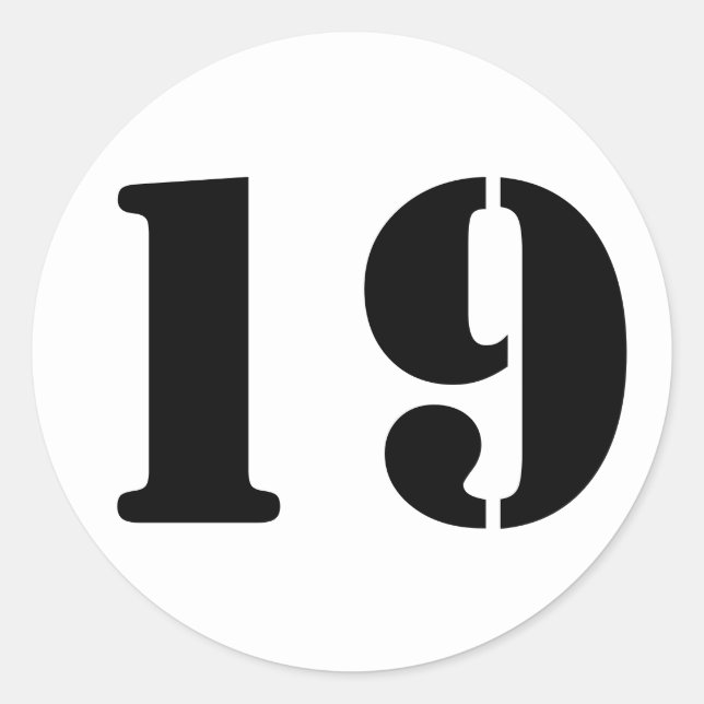 Adesivo Número 19 Números de Estêncil Branco de Janz (Frente)