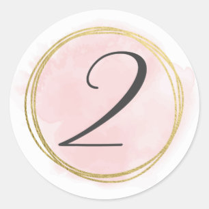 Adesivo Número 2 Dois Monograma Rosa Bege Aquarela Dourado