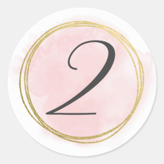Adesivo Número 2 Dois Monograma Rosa Bege Aquarela Dourado