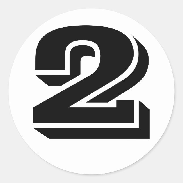 Adesivo Número 2 Dois Números de Vineta por Janz White (Frente)