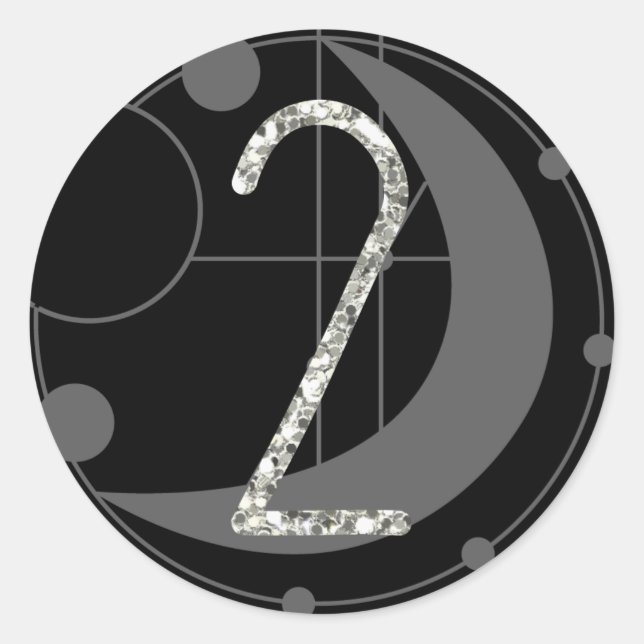 Adesivo Número 2 Monograma Geométrico Lua Preta (Frente)