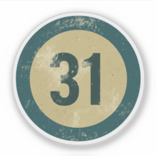 Adesivo Número 31 Vintage Desgastado