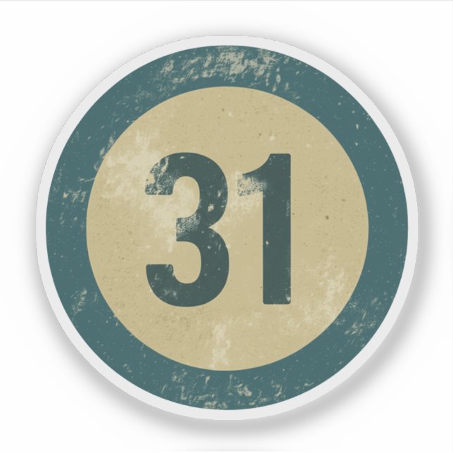 Adesivo Número 31 Vintage Desgastado (Frente)