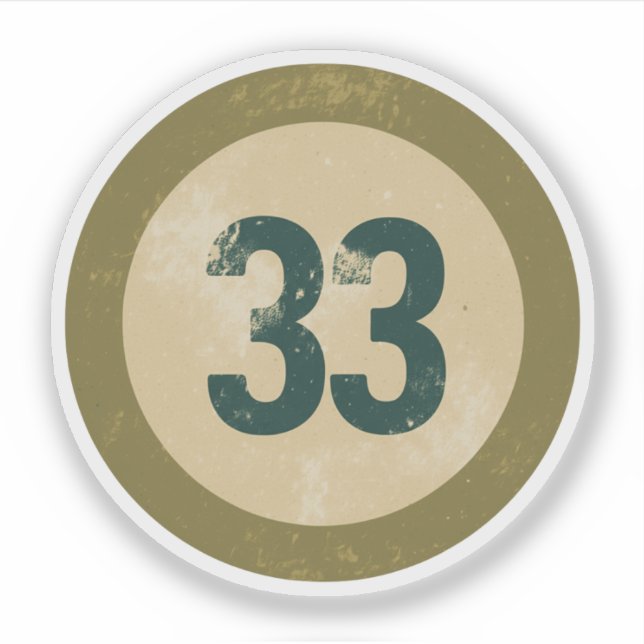 Adesivo Número 33 Vintage Desgastado (Frente)