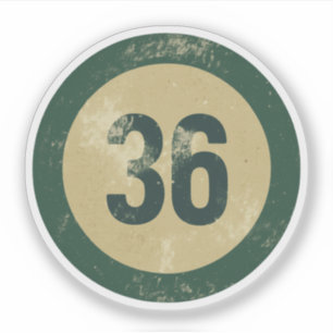 Adesivo Número 36 Vintage Desgastado