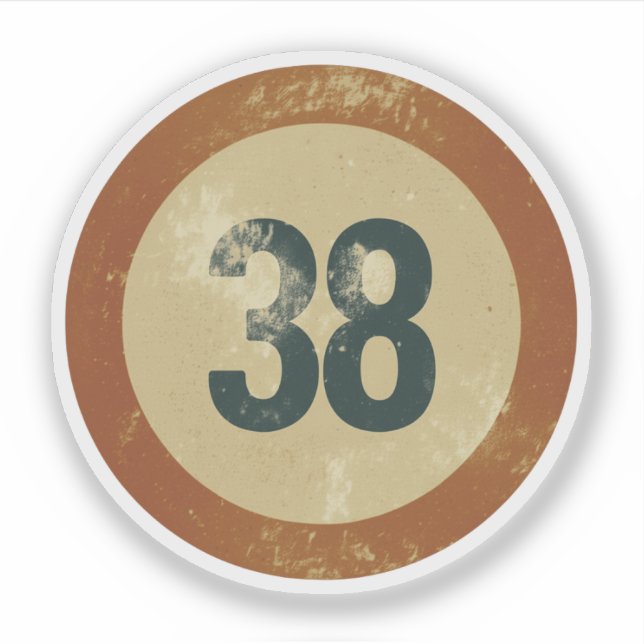 Adesivo Número 38 Vintage Desgastado (Frente)