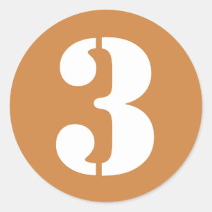 Adesivo Número 3 Três Números de Estêncil Dourados no 