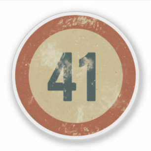 Adesivo Número 41 Vintage Desgastado