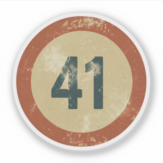 Adesivo Número 41 Vintage Desgastado (Frente)
