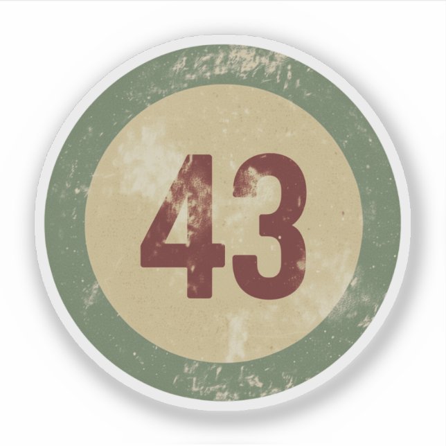 Adesivo Número 43 Vintage Distressed (Frente)