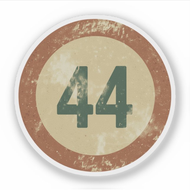 Adesivo Número 44 Vintage Desgastado (Frente)