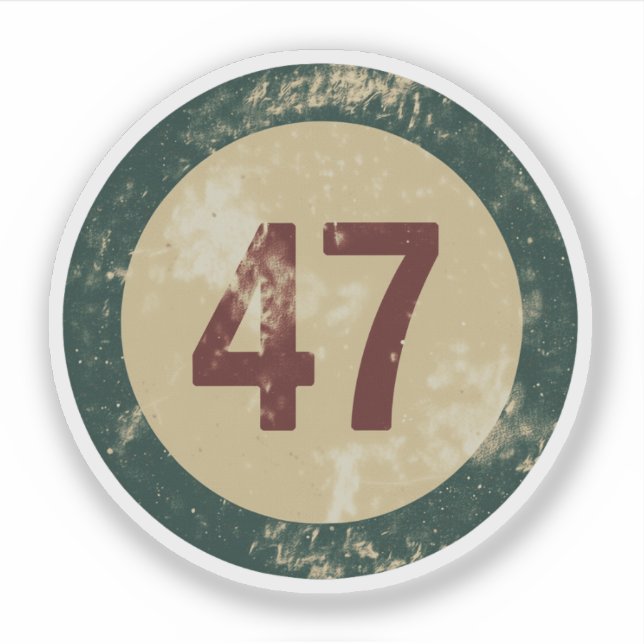 Adesivo Número 47 Vintage Desgastado (Frente)