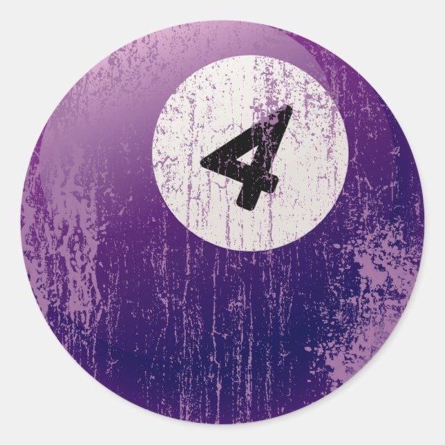 ADESIVO NÚMERO 4 BILLIARDS BALL - ESTILO ERODIDO E ENVELHE (Frente)