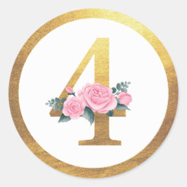 Adesivo Número 4 Quatro Rosas Rosa Floral e Elegante Doura