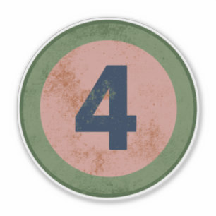 Adesivo Número 4 Vintage Distressed