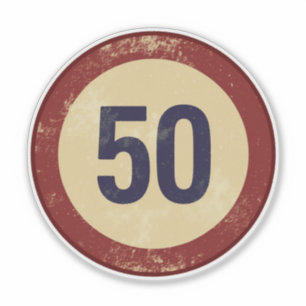 Adesivo Número 50 Vintage Desgastado