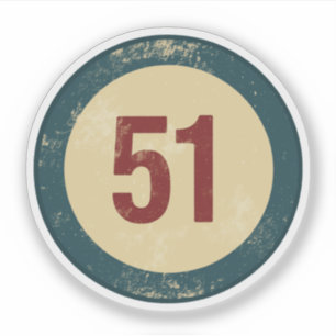 Adesivo Número 51 Vintage Desgastado