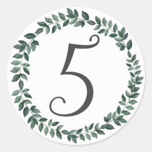 Adesivo Número 5 Cinco Monograma Minimalista Coroa Botânic