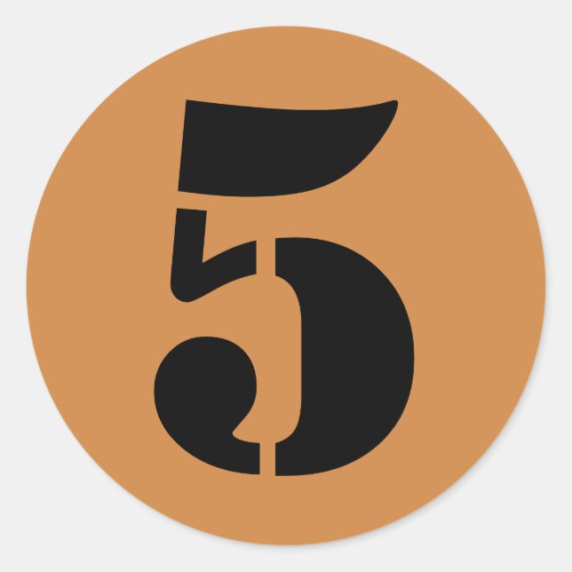 Adesivo Número 5: cinco números Dourados de lápis peruanos (Frente)