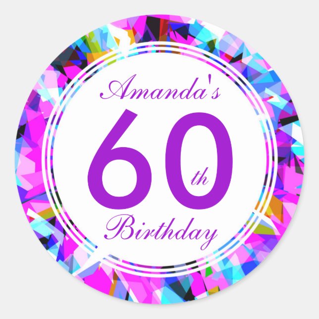 Adesivo Número 60 - Vinheta redonda de aniversário (Frente)