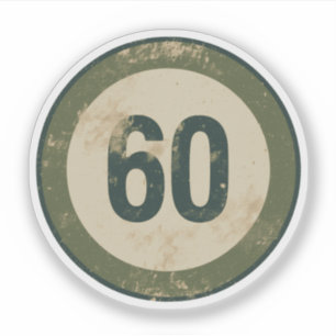 Adesivo Número 60 Vintage Distressed