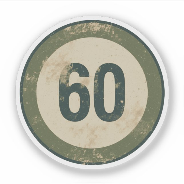 Adesivo Número 60 Vintage Distressed (Frente)