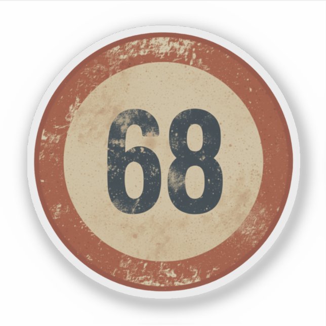 Adesivo Número 68 Vintage Desgastado (Frente)