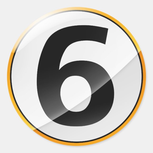 Adesivo Número 6: vinheta dourada (Frente)