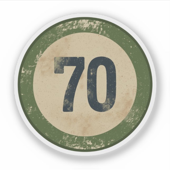 Adesivo Número 70 Vintage Desgastado (Frente)