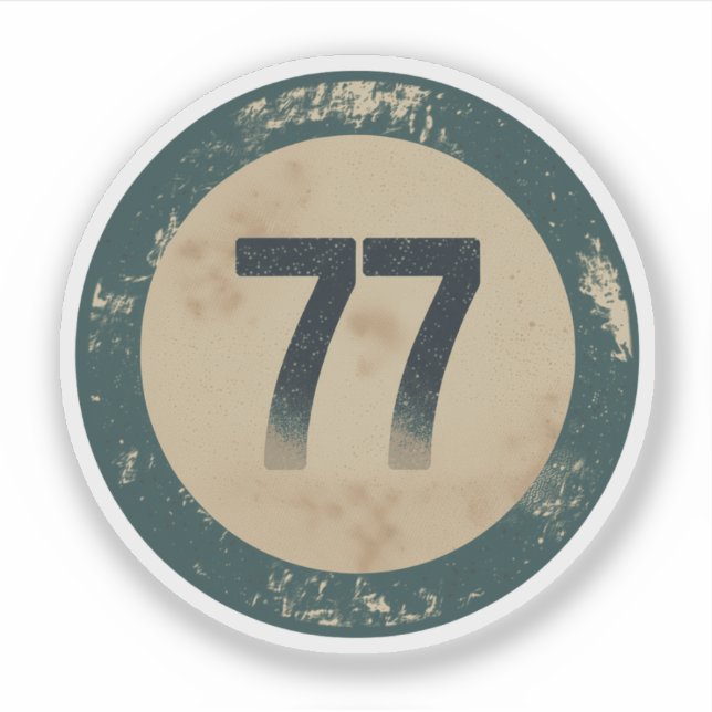 Adesivo Número 77 Vintage Desgastado (Frente)