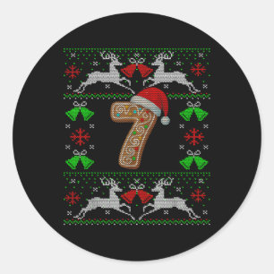 Adesivo Número 7 67 Meme Camisola de Natal Feia Engraçada
