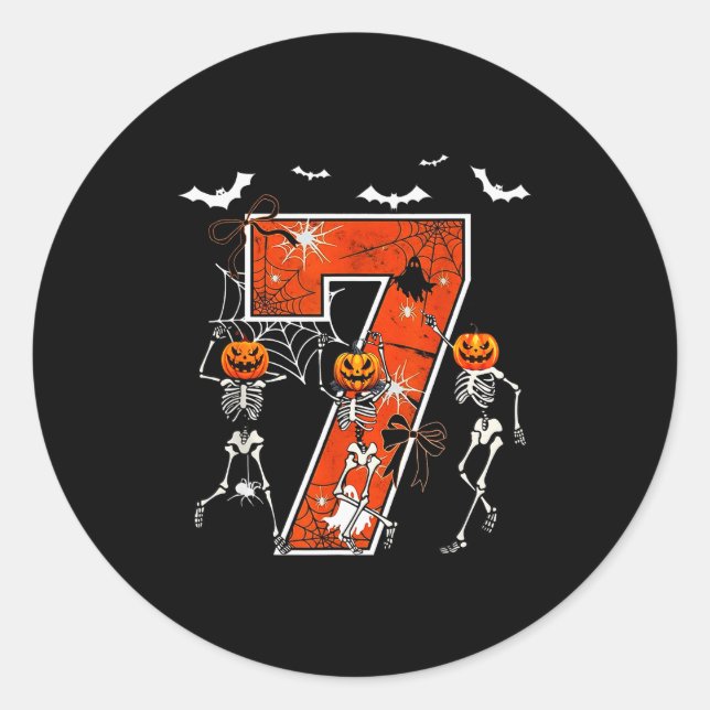 Adesivo Número 7 Seis Sete Meme 6 7 Halloween Esqueleto Da (Frente)