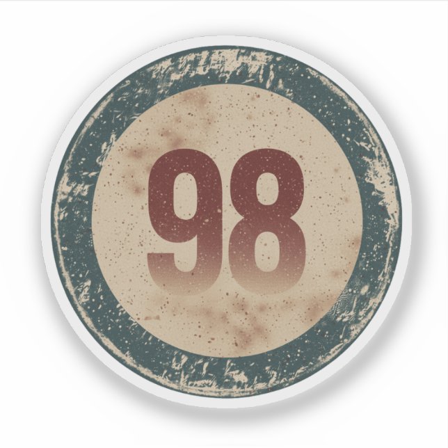 Adesivo Número 98 Vintage Desgastado (Frente)