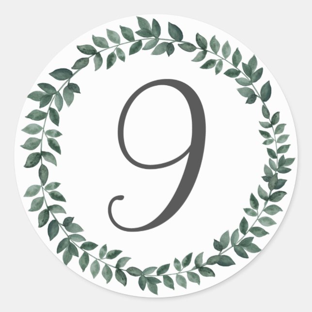 Adesivo Número 9, 9 Monograma, Verruga Botânica Minimalist (Frente)