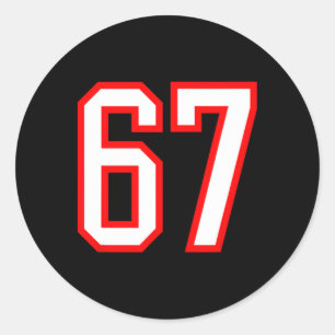 Adesivo Número da Equipe Esportiva #67 Branco Vermelho Var