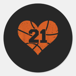 Adesivo Número de Basquete 21 Jersey Funny Basball Heart